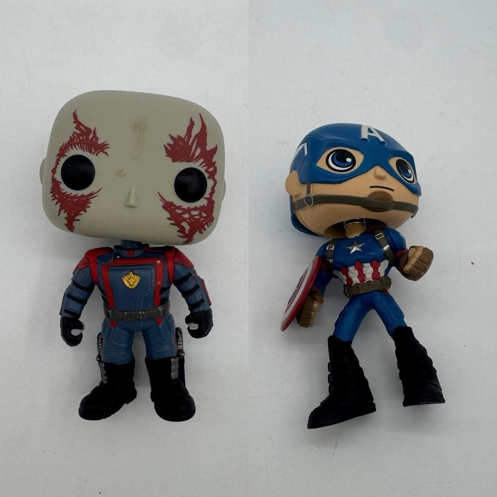 Funko Pop Marvel Bobblehead Lot 2 Captain America Civil War Drax OOB Used